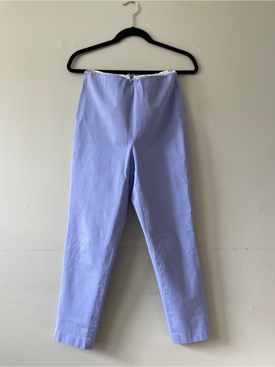 Pearl By Lela Rose Pants - Coastal High Waisted Ankle Trousers Size 4 Quiet Luxury Pastel Purple Blue